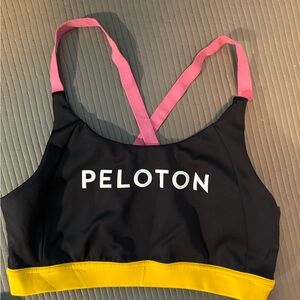 Peloton Black and Pink Sports Bra with Cross-Back Straps